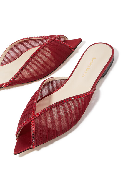 Katy Crystal-Embellished Tulle Slippers